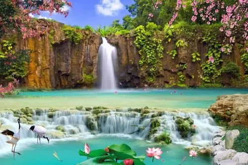 psd山水风景画财源滚滚01