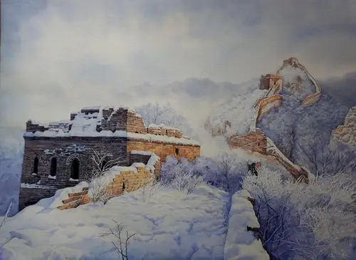 唯美水彩风景 雪长城系列 作者[赵朕吉]