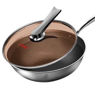 康巴赫/kbh二代无油烟304不锈钢两用炒锅