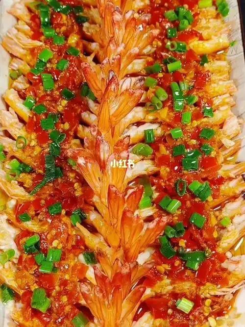年夜饭第五道菜剁椒开背大虾