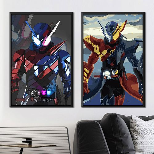 蒙面超人假面骑士diy数字油彩画休闲手工填色动漫卡通丙烯装饰画