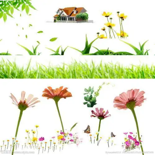 小草花朵简笔画底边花草简笔画大全绿草花边简笔画