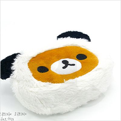 韩国代购进口熊猫款轻松小熊/轻松熊头像毛绒收纳包零钱包/化妆包