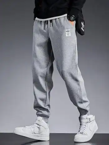 尚诺缘夏季薄款潮牌宽松百搭卫裤子男士抽绳灰色运动裤冰感束脚休闲