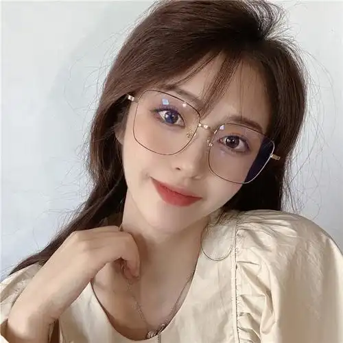 近视眼镜框女网网红素颜金丝方框平光大脸显瘦定制成品光学镜