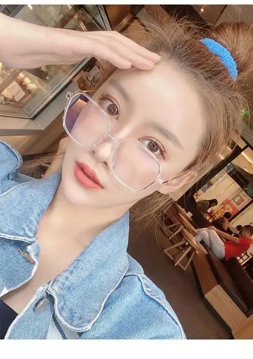 透明眼镜女框架可配近视防蓝光风网红街拍白色大框眼镜框框167防蓝光