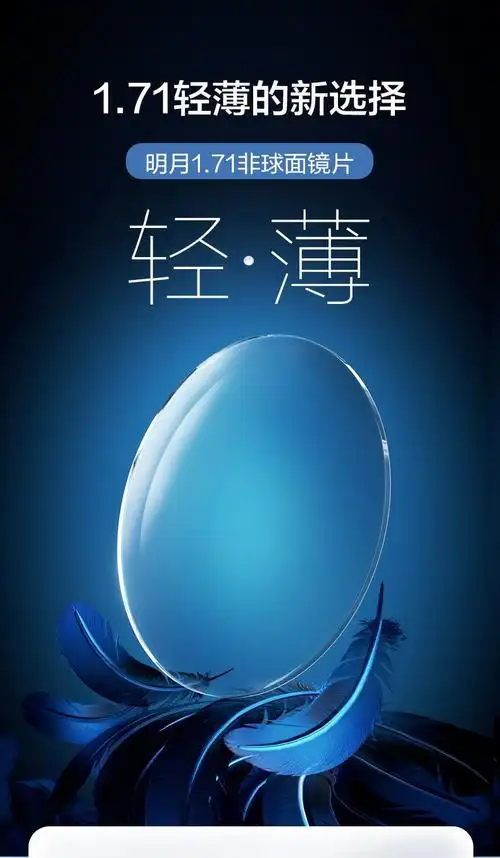 明月镜片171轻薄非球面树脂近视眼镜片2片171pmc高清透亮现货