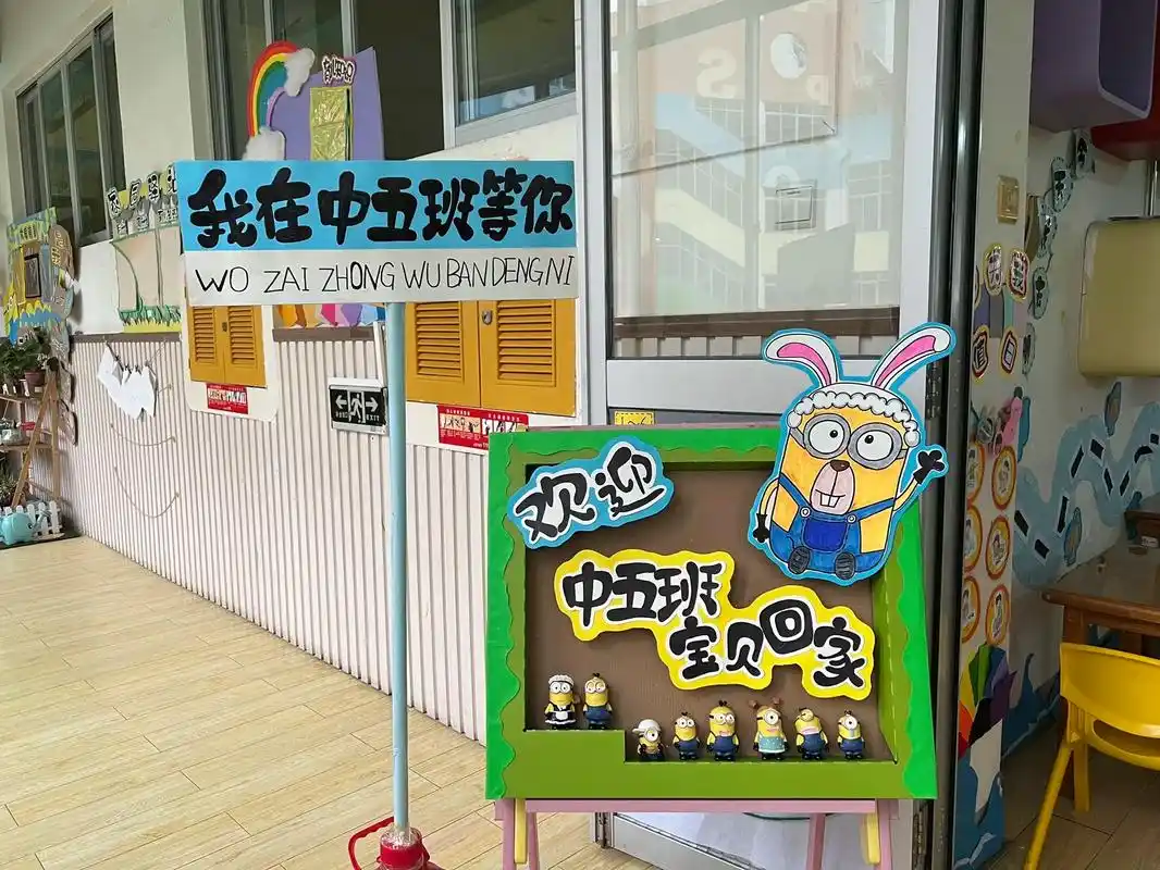 幼儿园开学欢迎展板～虽然有部分不是原创,却真真实实的是全手绘 - 抖