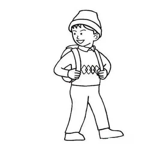 学生上学简笔画最新 学生简笔画男孩