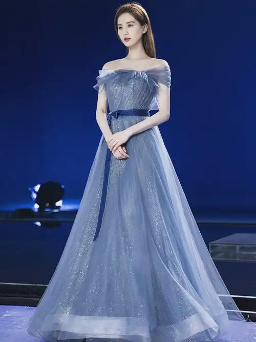 刘诗诗同款明星礼服2021新款生日宴会主持人艺考晚礼服女长裙气质