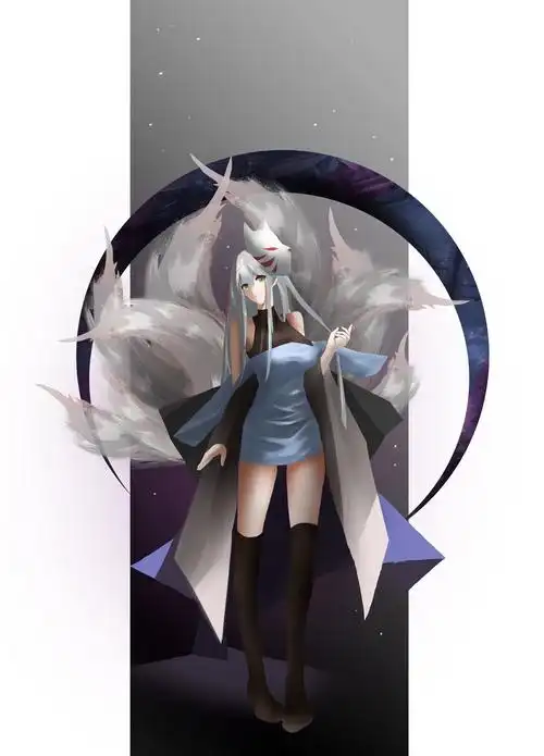 九尾白狐4k竖图