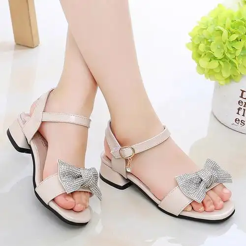 女童公主小孩蝴蝶结女孩4-13岁舞蹈童鞋儿童夏季凉鞋凉鞋