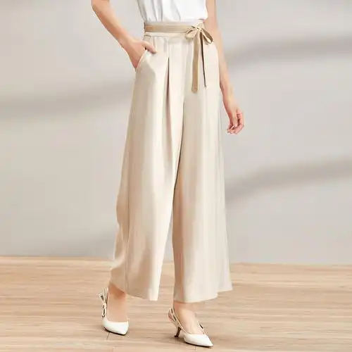 新款气质女裤子时尚百搭蝴蝶结系带阔腿裤高腰显瘦夏装女士休闲裤
