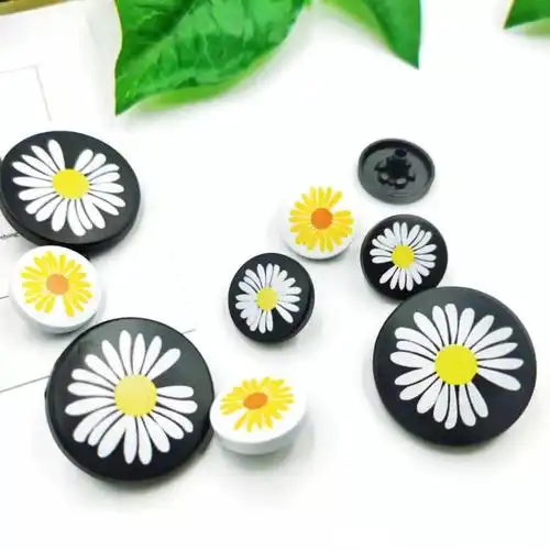 权志龙 gd韩版爆款小雏菊纽扣 印花 菊花合金钮扣 手缝金属扣打印