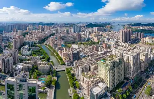 中国广东省东莞市虎门镇航拍风光