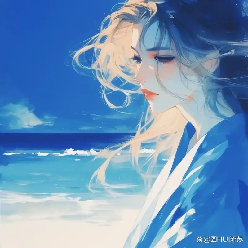 蓝色系背景女生头像