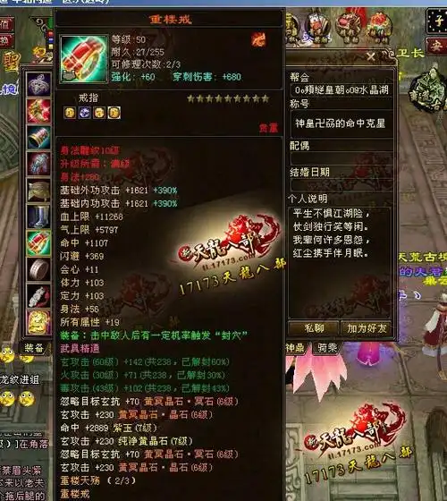 林海雪原区第一个四重楼天龙大神诞生 装备属性展示_天龙八部ol_17173