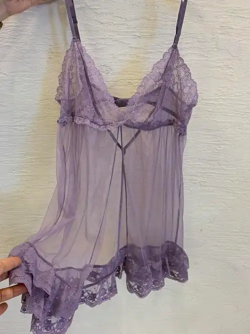 网纱性感女士睡衣夏季透明开叉半身少女可爱睡裙