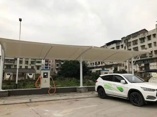 厂家制作钢膜结构新能源充电桩车棚公交车电动车雨蓬汽车遮阳棚