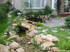 私家庭院小桥流水景观图片