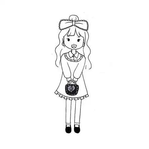 漂亮女生简笔画全身