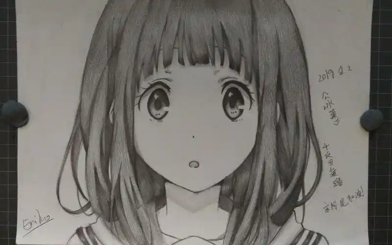 手绘250分钟画出千反田爱瑠冰菓eriko我很好奇八月打卡