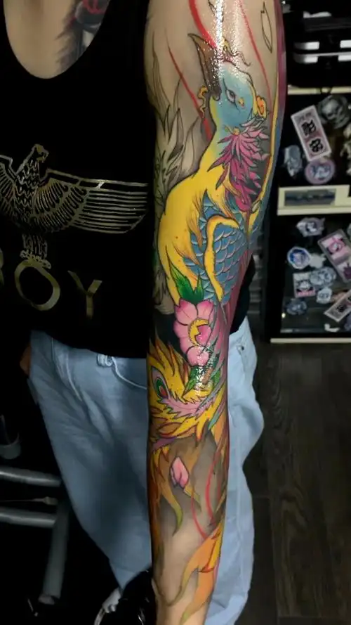 花臂纹身#凤凰纹身#纹身女神#彩色花臂#徐州纹身#南京纹身#传统纹身