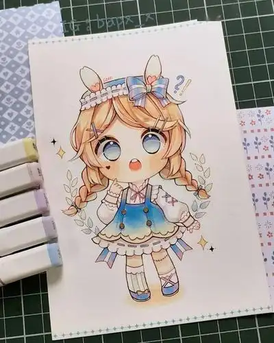 可爱q版女生马克笔手绘教程