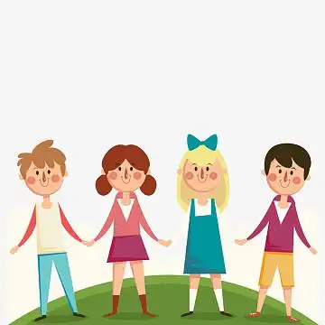 卡通儿童节的人物设计aipng伸出手来互相帮助aipng蓝色世界地图朋友们