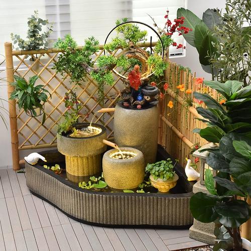 大型假山流水喷泉庭院花园室内阳台鱼池循环水造景观摆件布置落地