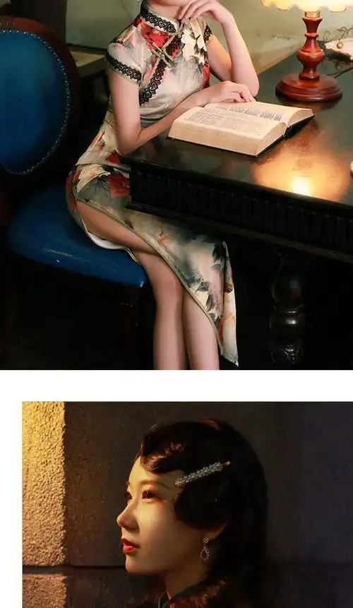 古装复古手推波纹刘海发片旗袍造型民国老上海拉花大波浪演出假发棕