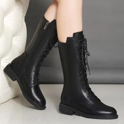 女靴冬中筒靴平跟大额优惠券