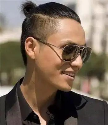 男生后梳扎马尾发型 男生铲两边中间扎马尾发型