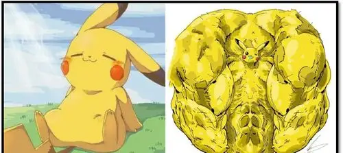 动漫人物变肌肉大佬:皮卡丘毁童年,春丽惊呆众人!