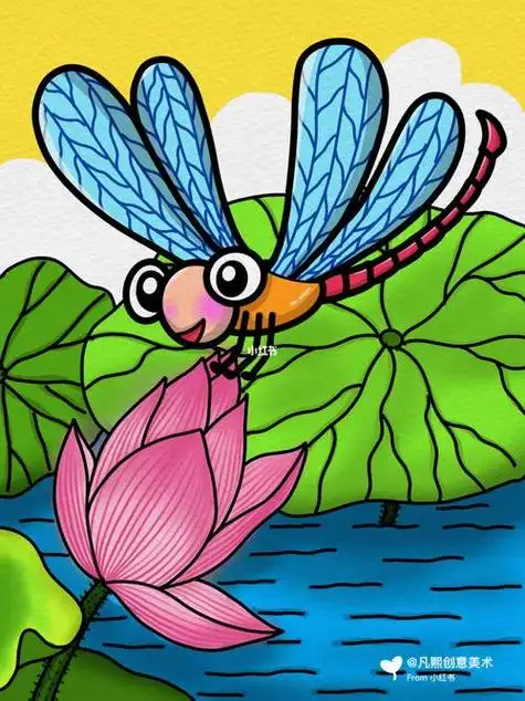 蜻蜓画法简笔画图片 涂色