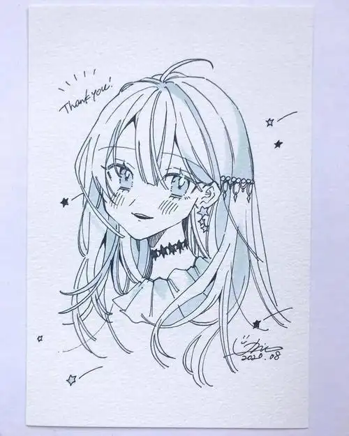 马克笔手绘洛丽塔漫画少女手绘线稿