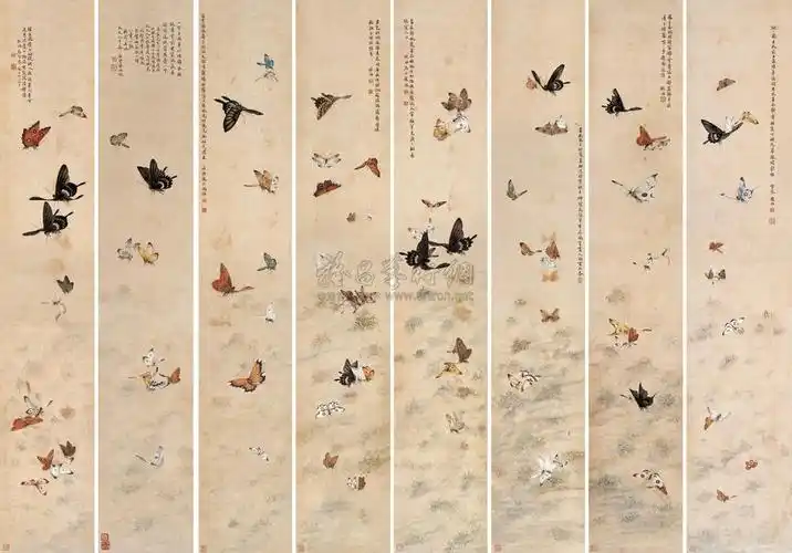 1547百蝶图立轴纸本