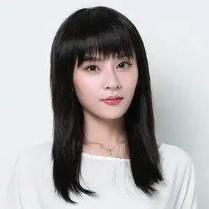 假发女长直发时尚中长发斜刘海锁骨发蓬松自然圆脸网红气质修脸长