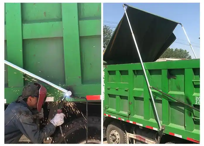 机帆布卷棚渣土泥头货车甩杆式伸缩式篷布防水货箱4米内全套配电瓶线