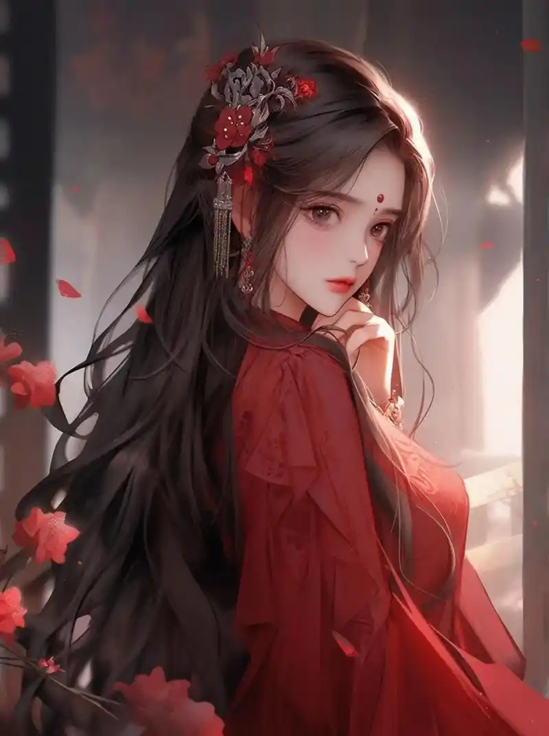 甜美古风红衣少女系列壁纸. 676767