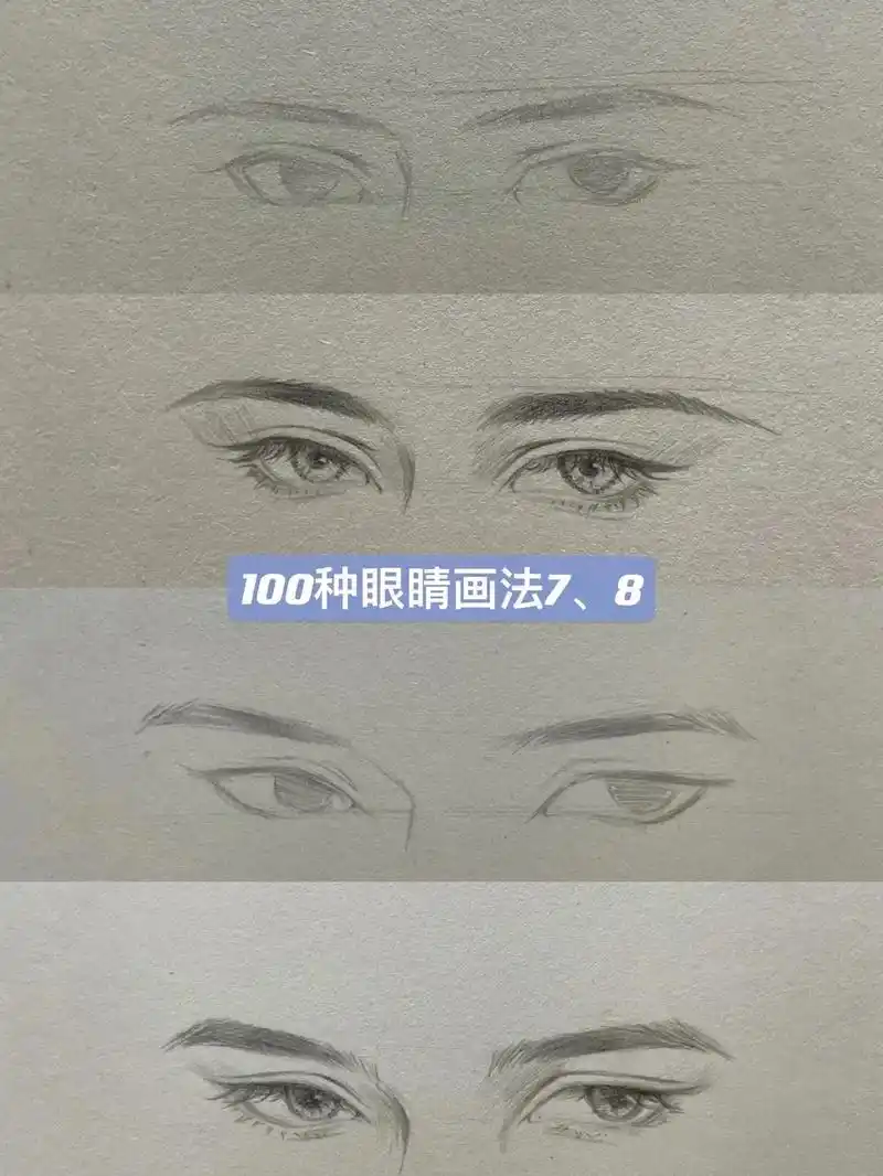 男生眼睛画法.过程图工具:4b铅笔 0.5自动铅 素描纸# - 抖音