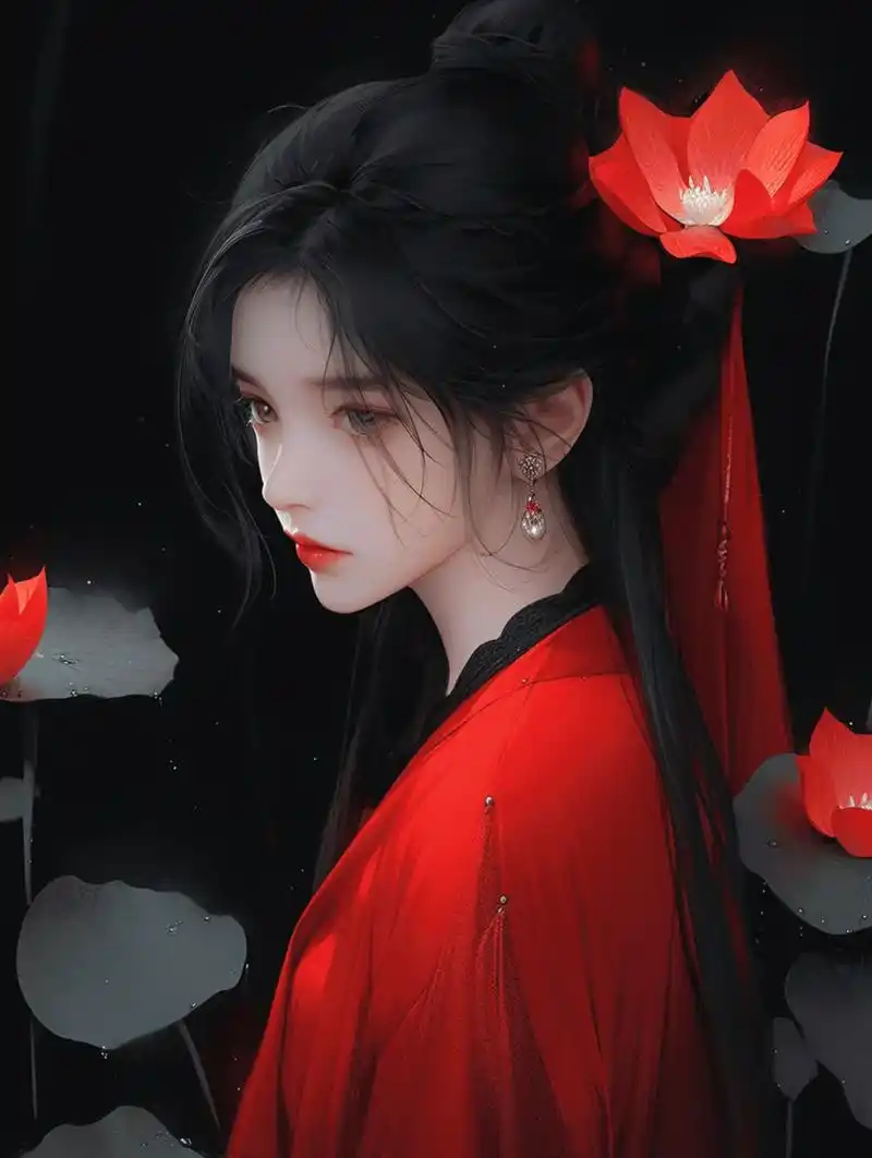 古风美女:一带红裙随风散,世间绝色尽妩媚.#头像# #微信头像