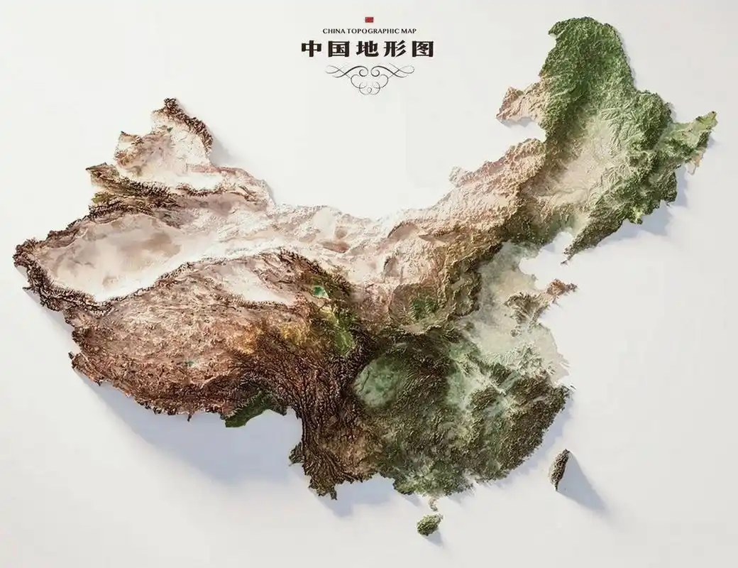 中国地形地势立体图