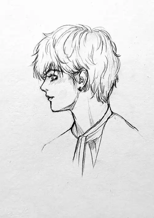 一个动漫侧脸男孩绘画步骤,动漫人物是比较简单的课题,我们在画的时候