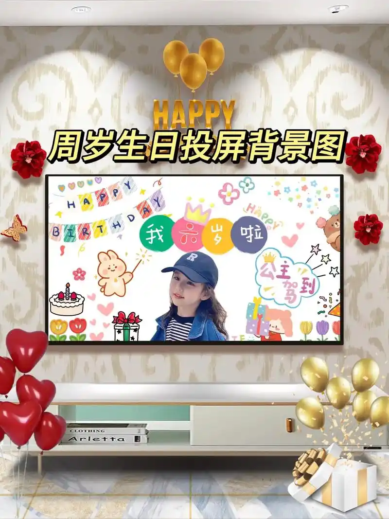 生日投屏背景图."宝宝满月 /百天/周岁生日电视投屏背景图片 - 抖音