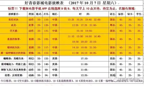 {今日影讯}--10月7日放映时间表!