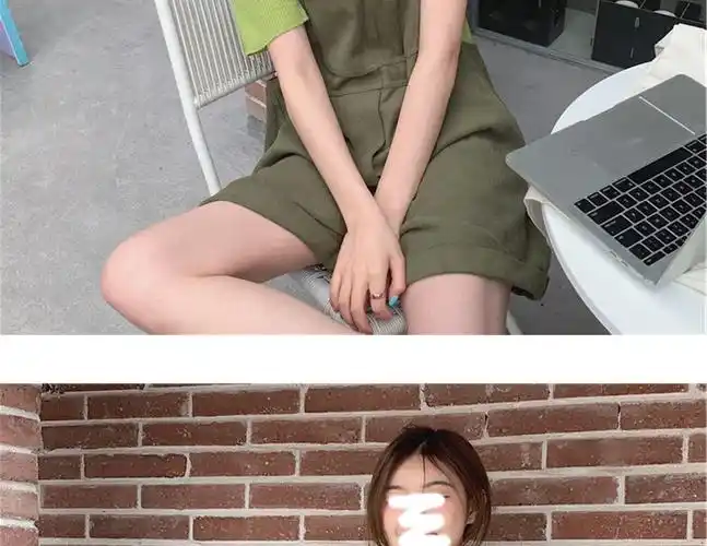 现货实拍~复古工装吊带夏季宽松连体短裤女休闲 - 17网