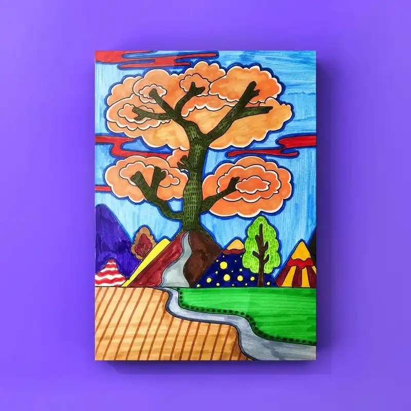 【童话森林装饰画】临摹作品:参天玉树【内附详细线稿】 我心里 - 抖