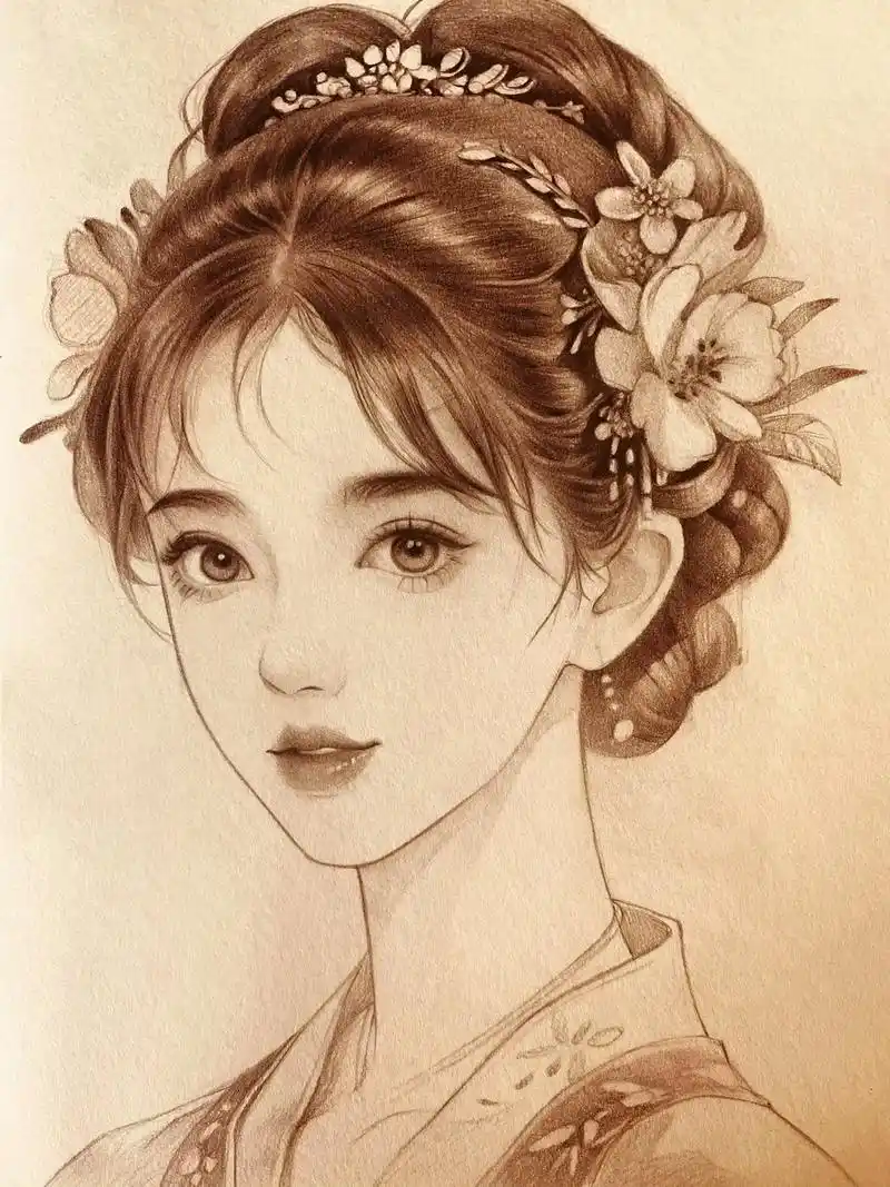 古风美人.#跟着抖音学画画 #手绘头像 #动漫课程体系 #动 - 抖音