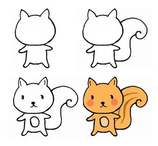 八款可爱的小松鼠简笔画大全跟着步骤画卡通小松鼠